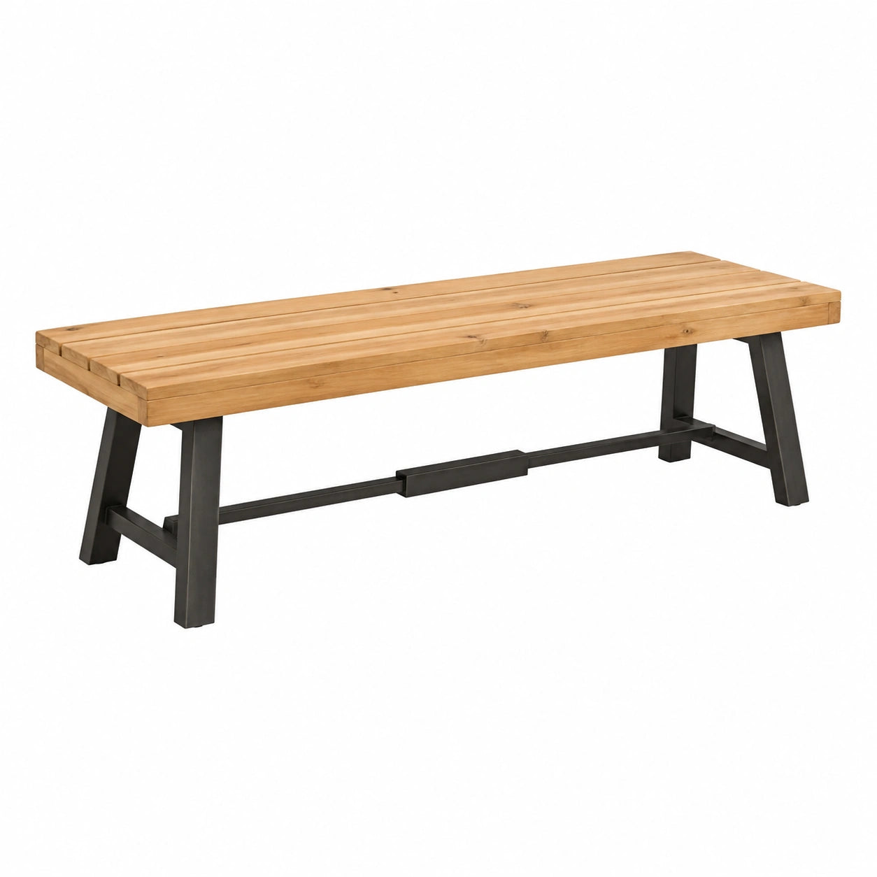 Holzbank Eiche mit Stahlrahmen Natur 180 cm
