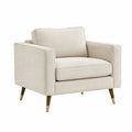 Sessel Stoff Holzrahmen Beige