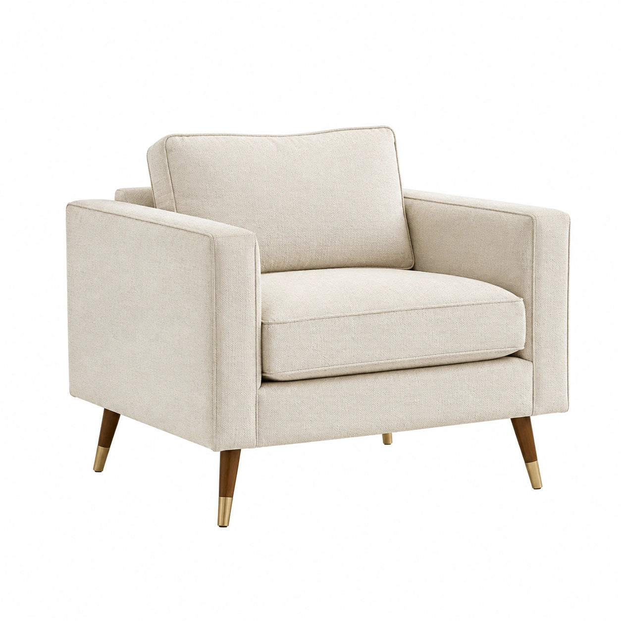 Sessel Stoff Holzrahmen Beige