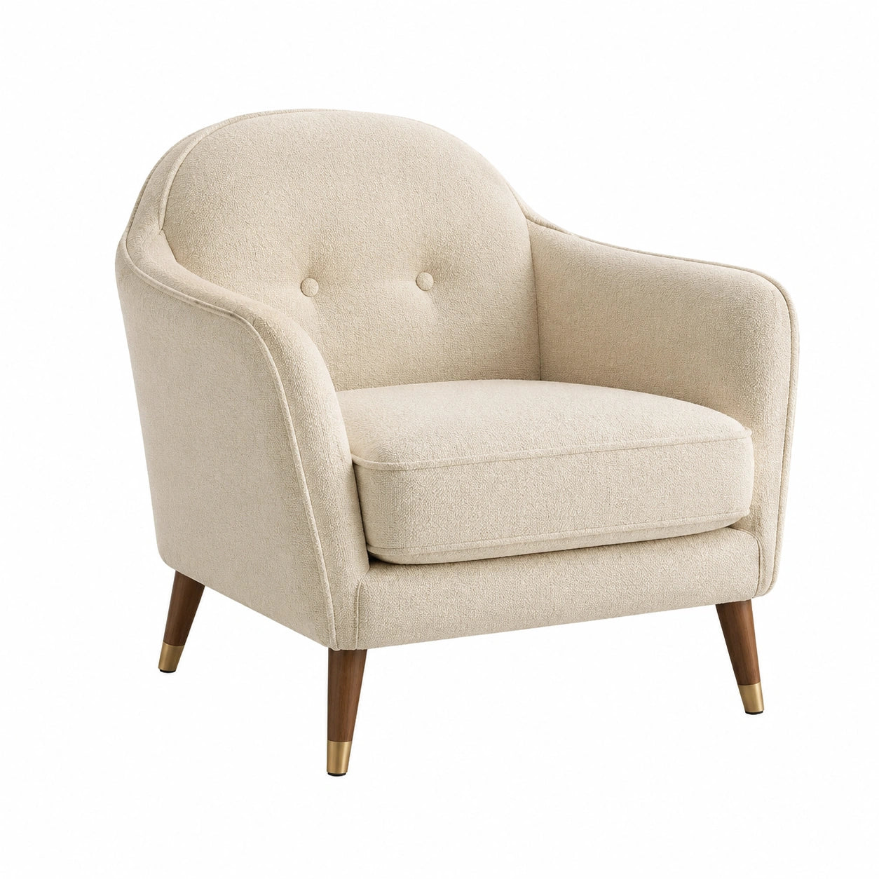 Sessel Polyester Hartholz Beine Beige