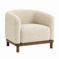 Polstersessel Bouclé Stoff Massivholz Beige 85x85x70cm