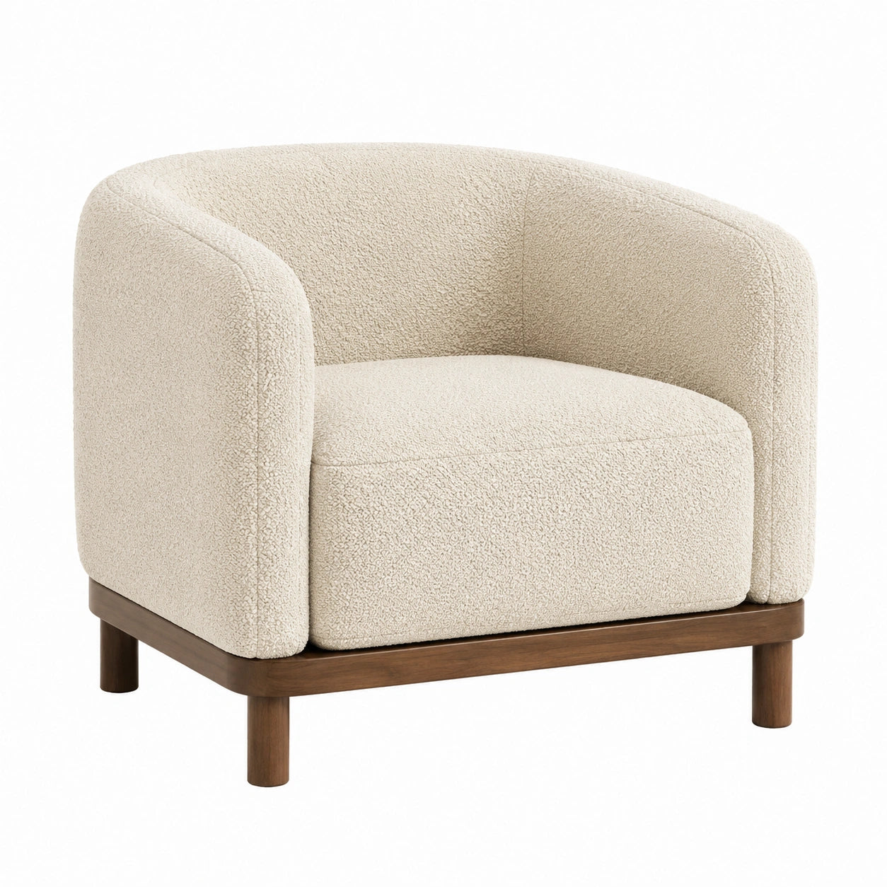 Polstersessel Bouclé Stoff Massivholz Beige 85x85x70cm