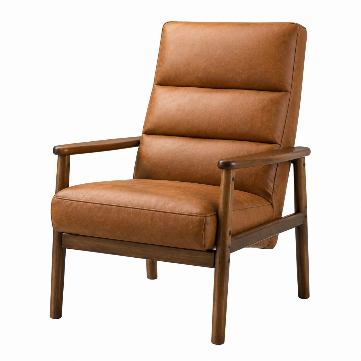 Holz Sessel mit PU-Leder, Braun