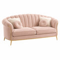 Rosa Samt 2-Sitzer Sofa mit Metallrahmen
