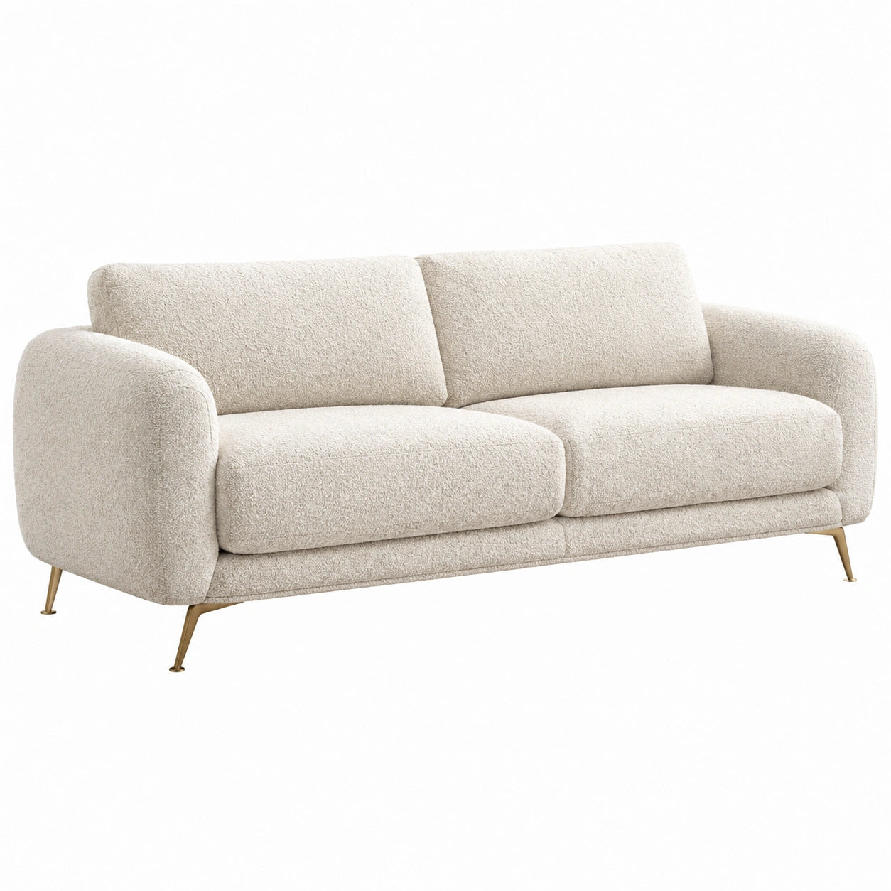 2-Sitzer Sofa Bouclé Stoff Creme 220cm