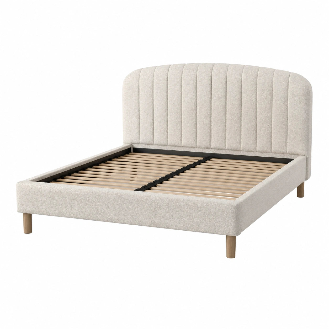 Doppelbett mit Polsterung und Holzlattenrost 200x180 cm Beige