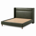 Bett aus PU-Leder mit Holzlatten 200x180cm Olivgrün