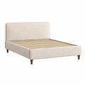 Bett aus Stoff und Holz 180x200 cm Beige