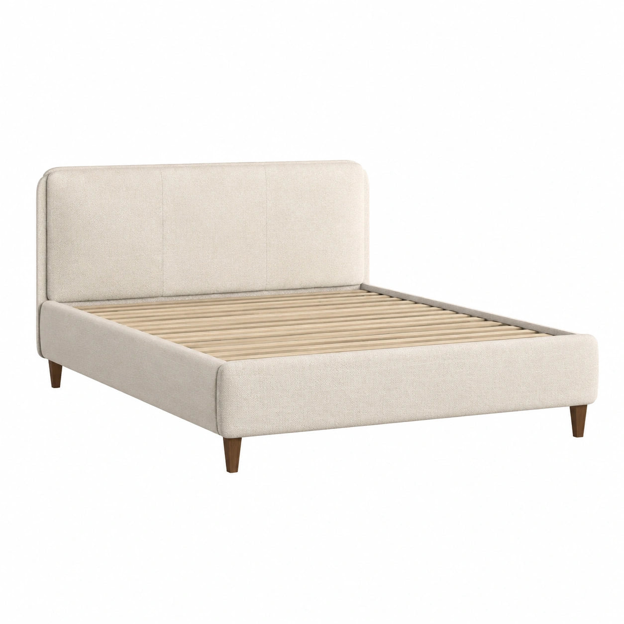 Bett aus Stoff und Holz 180x200 cm Beige