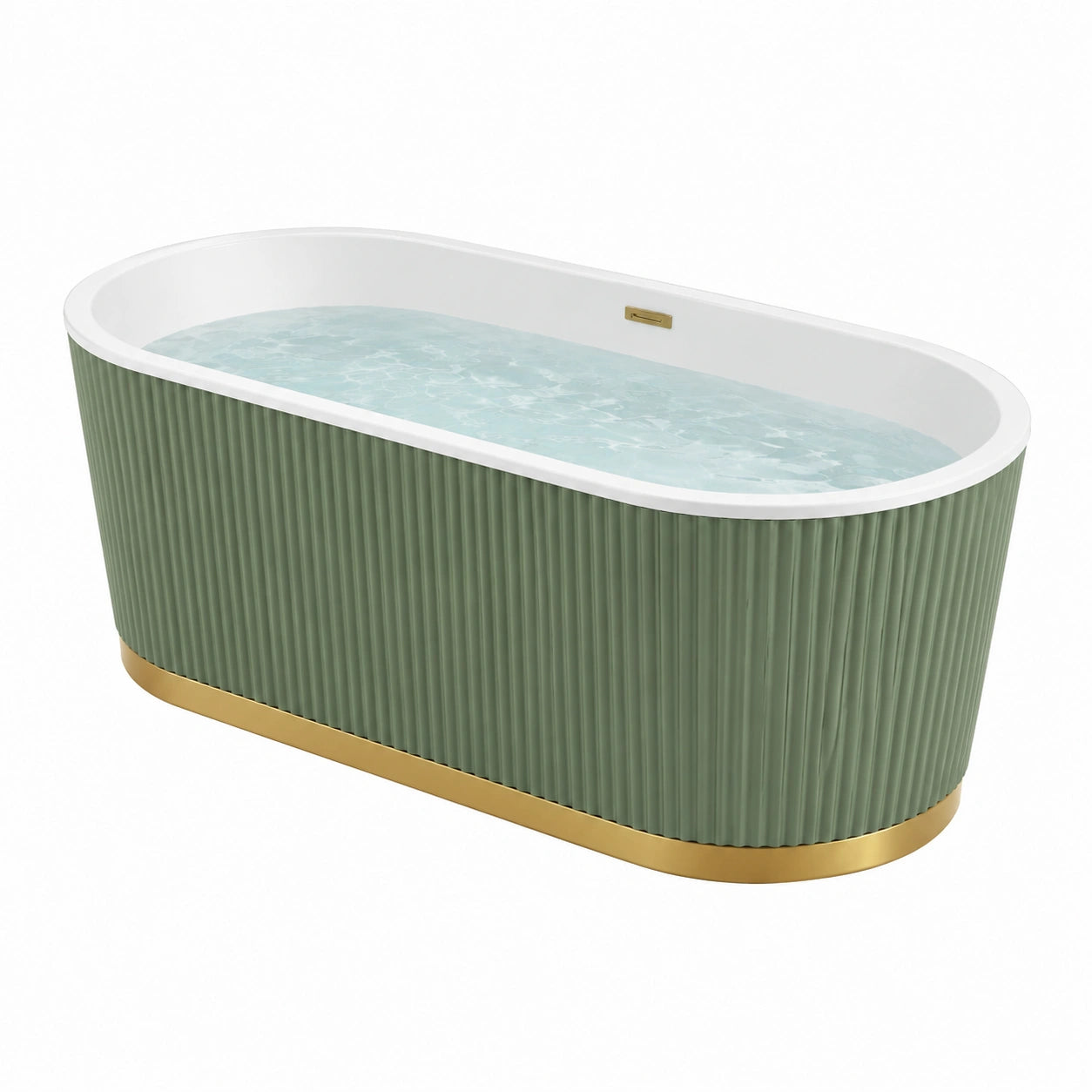 Freistehende Badewanne Acryl Grün/Weiß/Gold