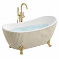 Freistehende Badewanne Acryl 170 cm Beige mit Messingfüßen