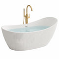 Freistehende Badewanne oval Acryl 170 cm Weiß mit Messingarmatur