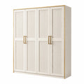Kleiderschrank mit 4 Türen aus MDF und Stahlgriffen Beige