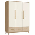 Kleiderschrank 3-türig MDF 200x150x60 cm Weiß/Eiche