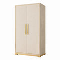 Kleiderschrank mit MDF und Edelstahlrahmen in Beige/Gold