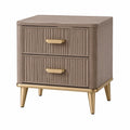 Nachttisch mit 2 Schubladen MDF und Metall Braun