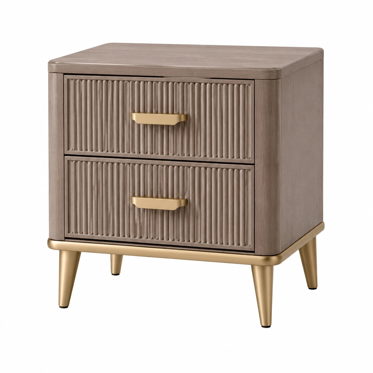 Nachttisch mit 2 Schubladen MDF und Metall Braun