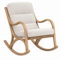 Schaukelstuhl aus Holz und Stoff, Creme